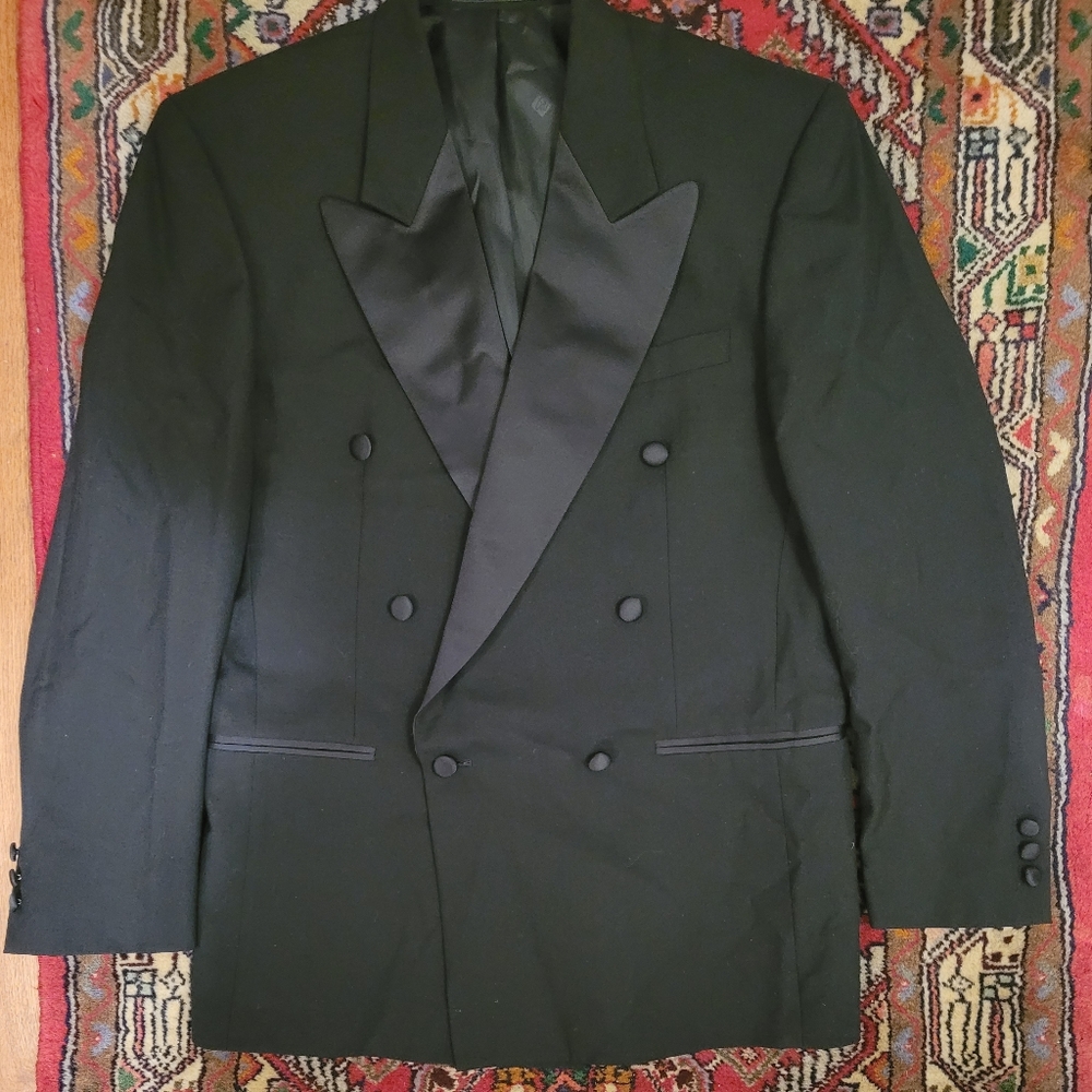 VINTAGE PIERRE BALMAIN PARIS DOUBLE BREASTED TUXEDO JACKET BLAZER - Picture 3 of 11